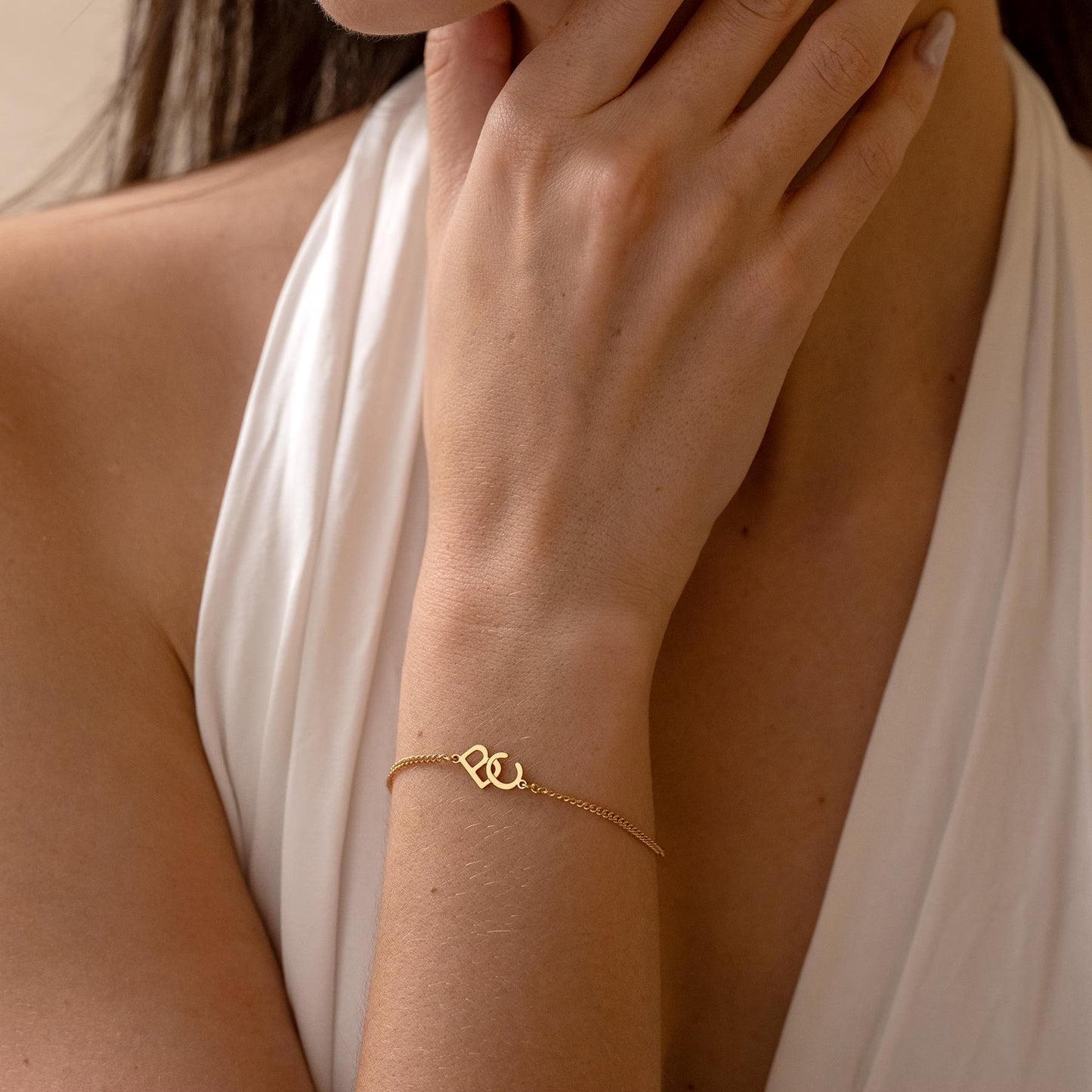 Interlocked Initials Alphabet Chain Bracelet For Women