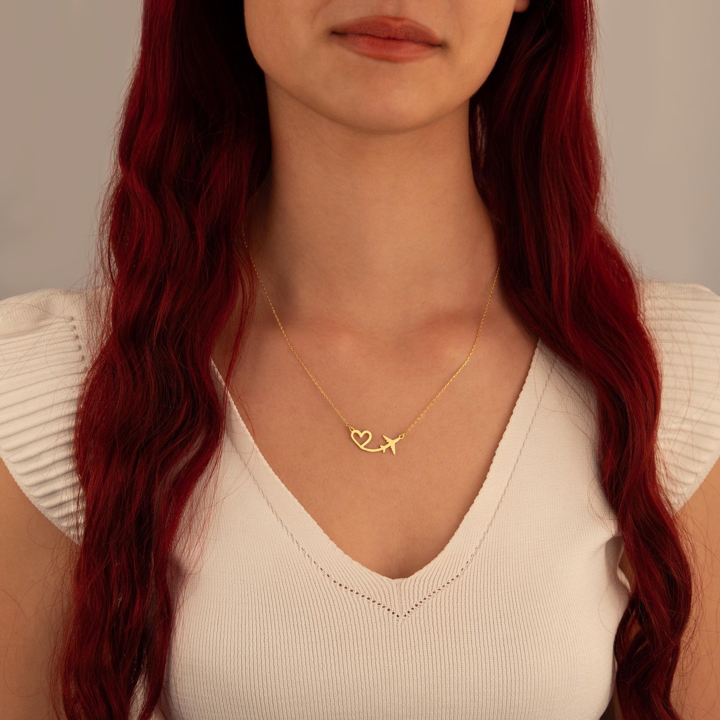 Heart Stream Airplane Necklace For Women