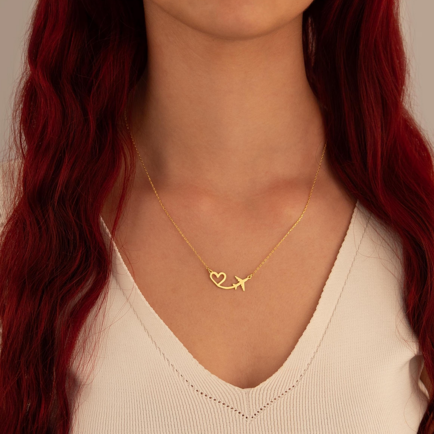 Heart Stream Airplane Necklace For Women