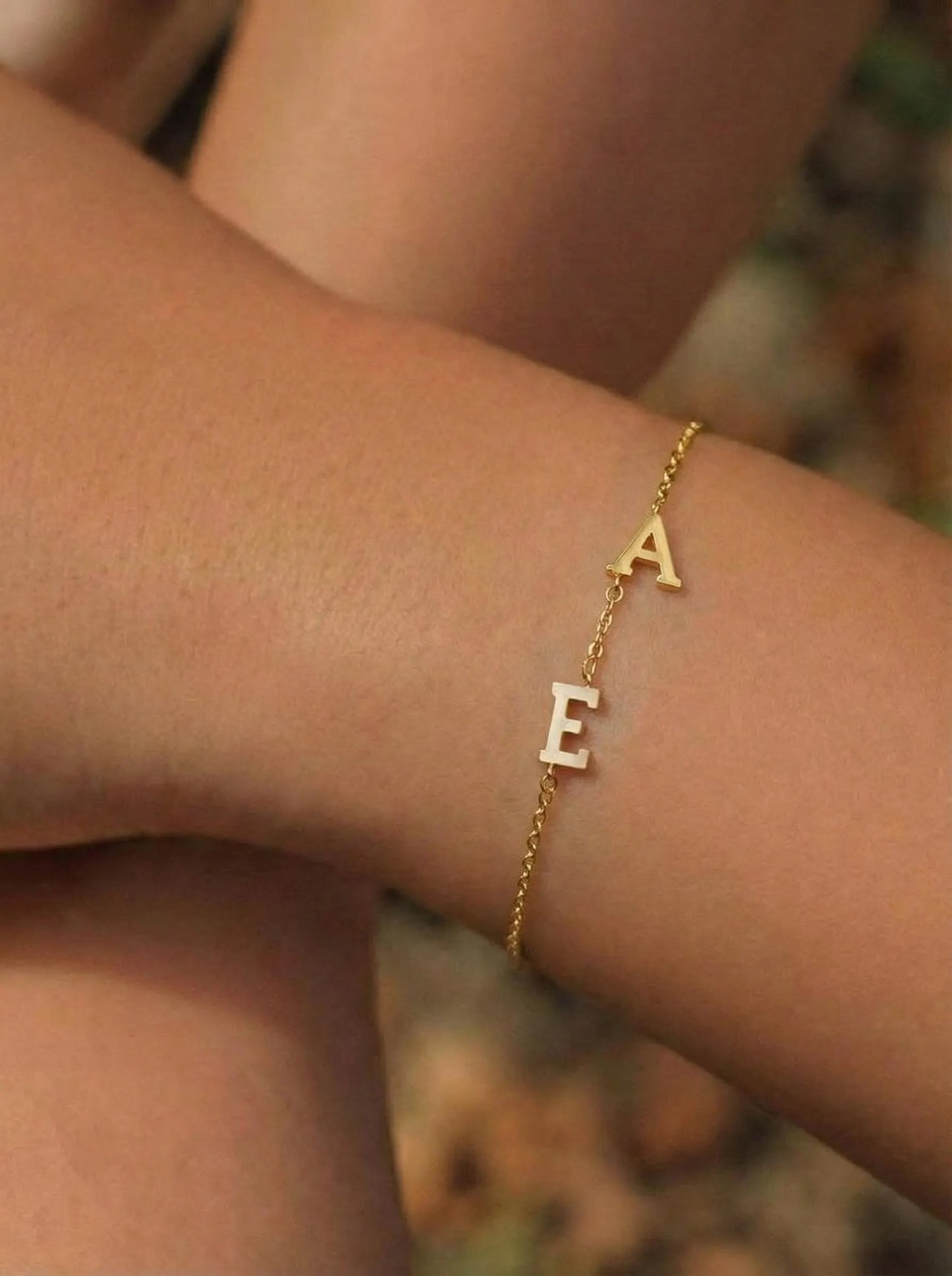 Single Initial Tiny Alphabet Chain Bracelet For Women