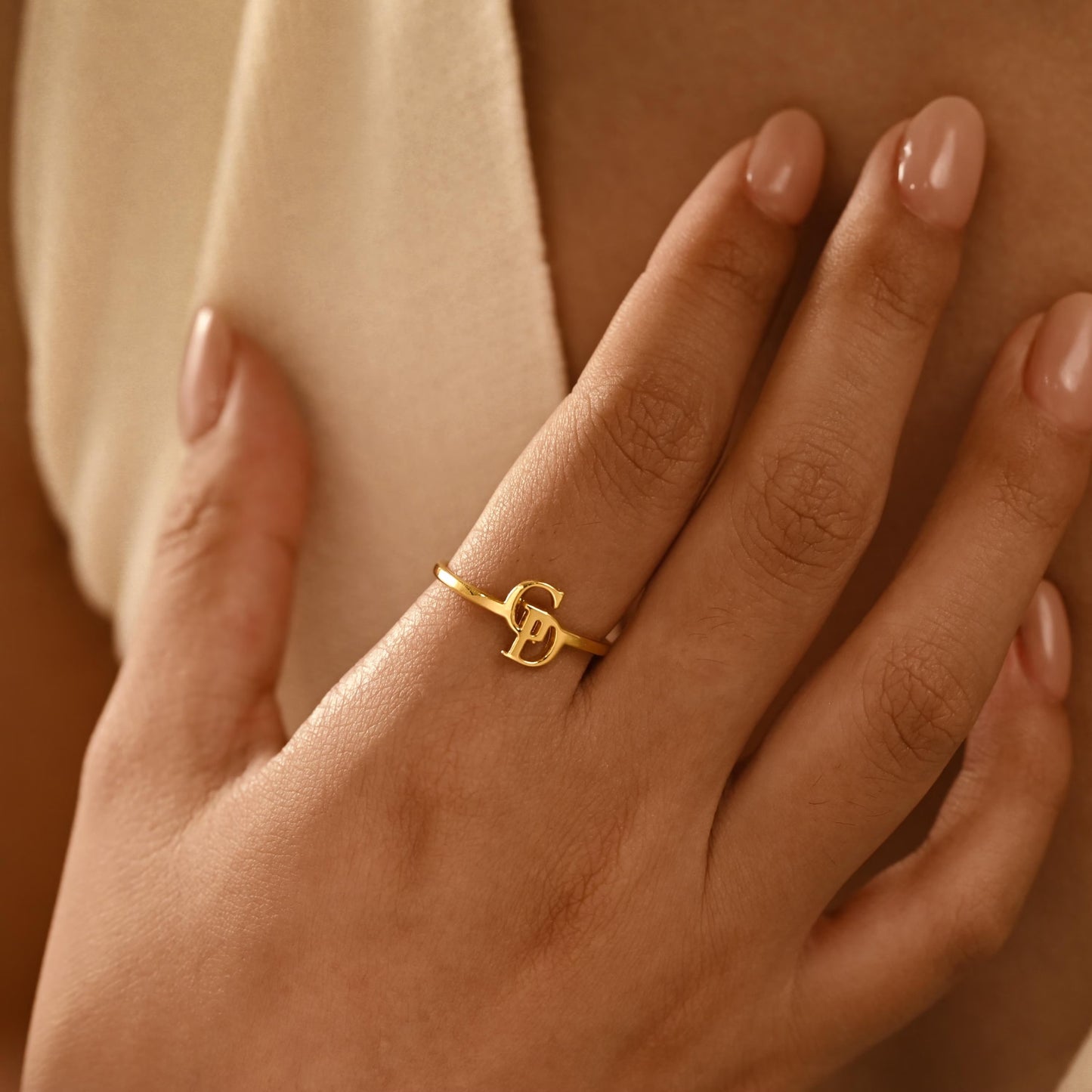 Interlocked Initials Alphabet Minimalist Ring For Women