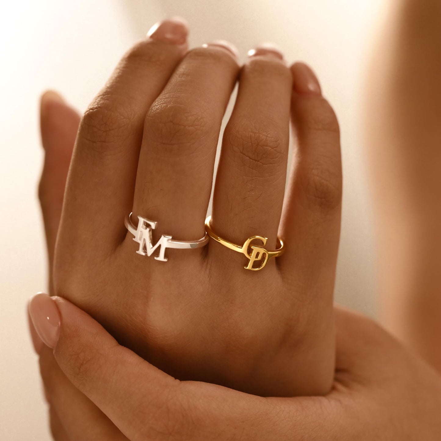 Interlocked Initials Alphabet Minimalist Ring For Women
