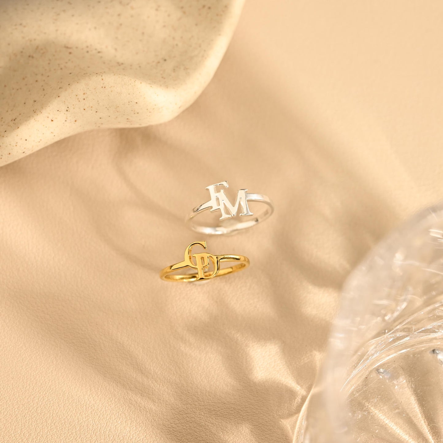 Interlocked Initials Alphabet Minimalist Ring For Women