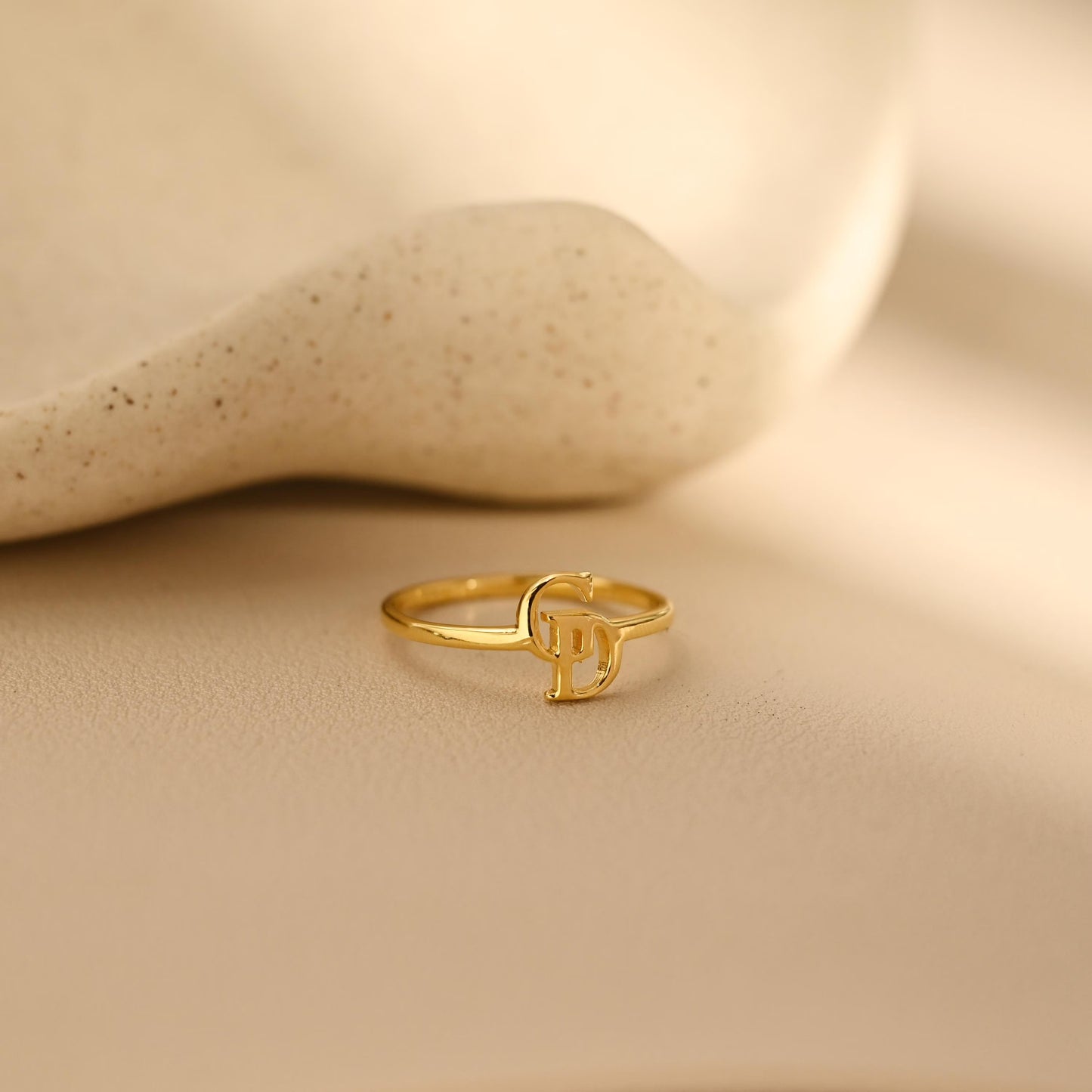 Interlocked Initials Alphabet Minimalist Ring For Women