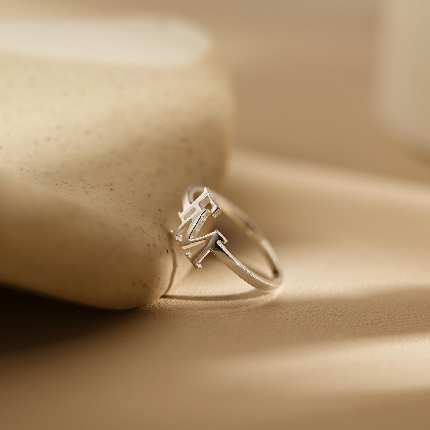 Interlocked Initials Alphabet Minimalist Ring For Women