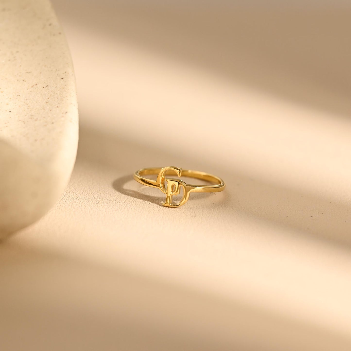 Interlocked Initials Alphabet Minimalist Ring For Women