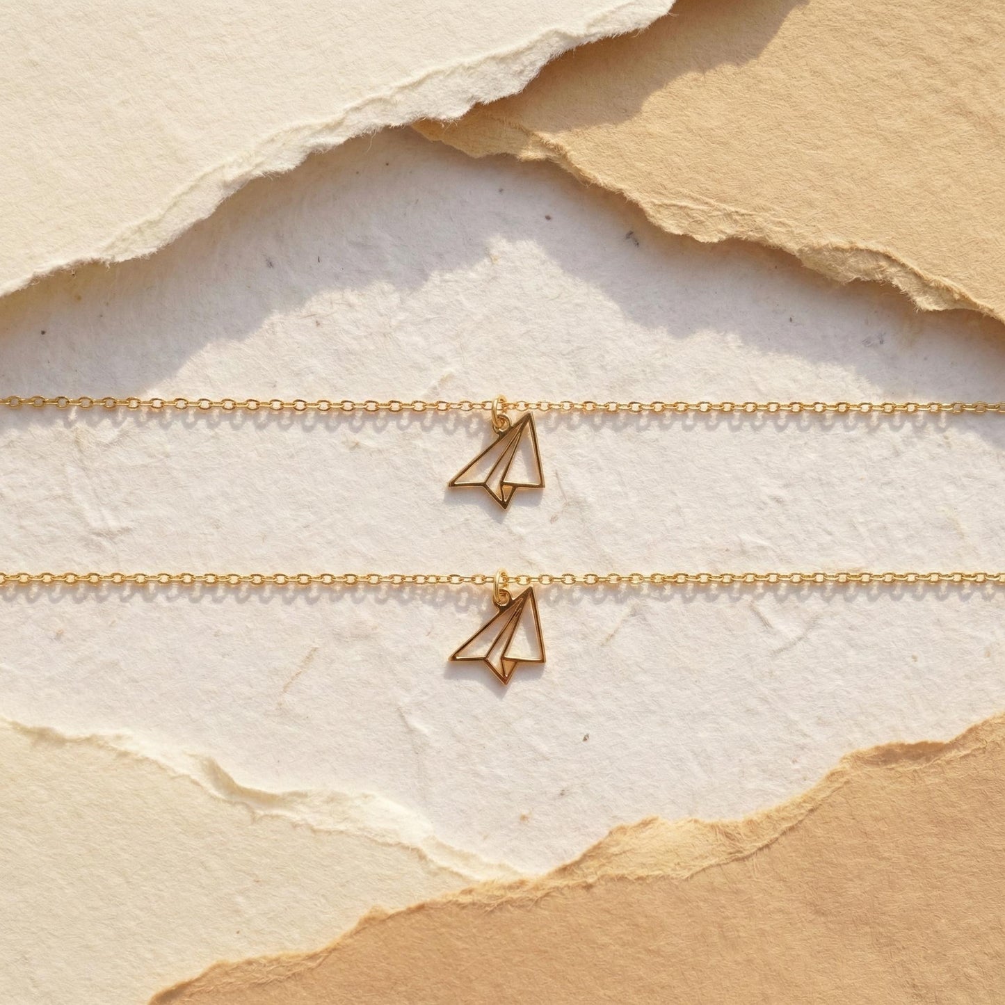 18K Gold Plated Boho Paper Plane Necklace For Women - Airplane Necklace