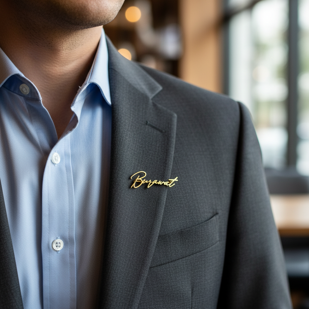 Signature Personalized Name Lapel Pin For Men