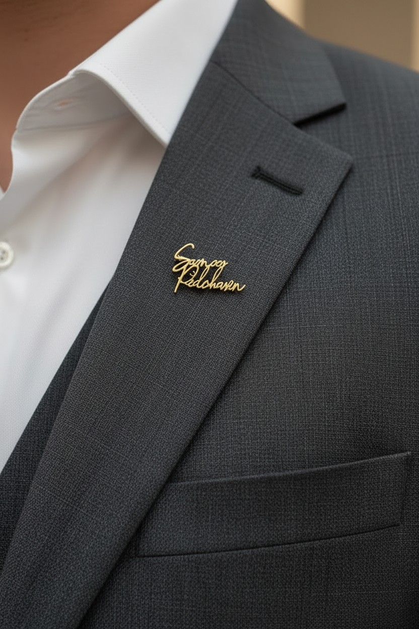 Signature Personalized Name Lapel Pin For Men