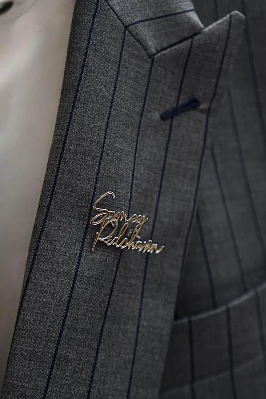 Signature Personalized Name Lapel Pin For Men