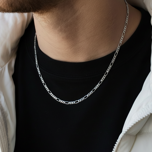 Figaro 3MM Chain Necklace - Stainless Steel - 20 Inches